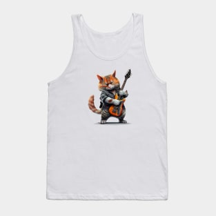 Funny Guitar Cat Rock Tee Funny Guitar Cat Rock Cat Tank Top